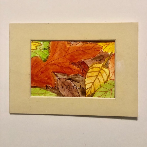 Fall Leaves Watercolor HAND CRAFTED Painting - Picture 2 of 5